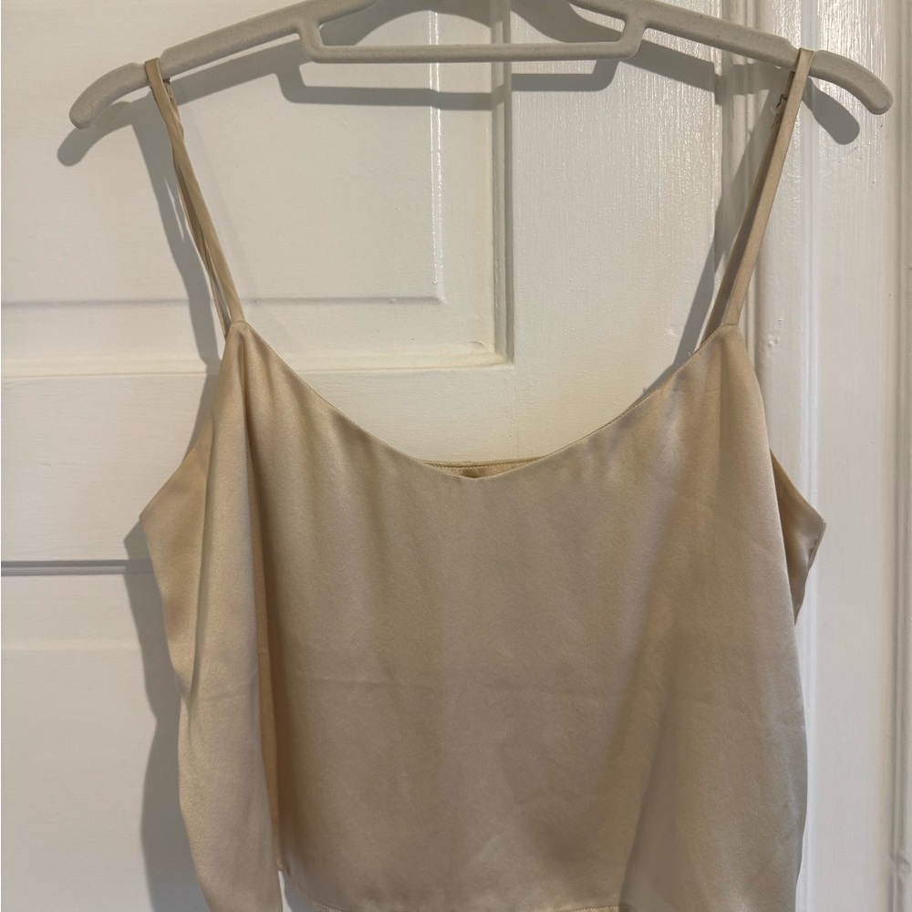 Reformation Cream Silk Camisole Top